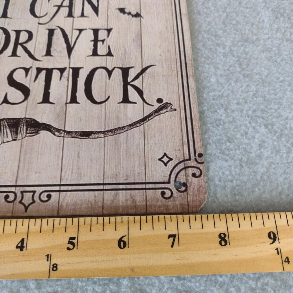 Halloween Witch Tin Sign Yes I Can Drive A Stick Metal Wall Decor Plaque